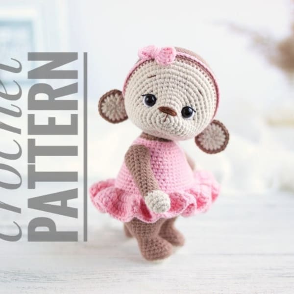 Crochet pattern Monkey in English, amigurumi pattern, crochet toy pattern , crochet monkey