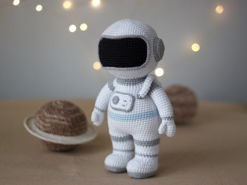 ASTRONAUT crochet pattern in English. Amigurumi Spaceman with the planet. Cosmonaut DIY. image 7