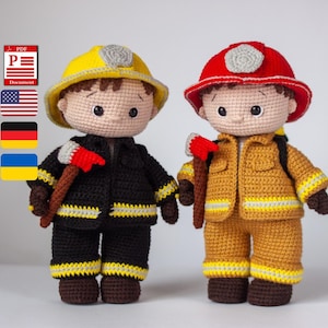 Wzór szydełkowy strażaka (Eng, Ukr, Ger). Wzór strażaka amigurumi w formacie PDF
