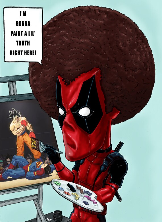 deadpool bob ross keychain