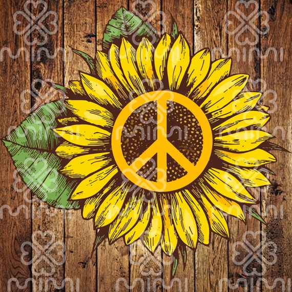 Sunflower peace hippie Sign Cut File svgpng dxf and eps Etsy