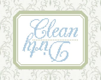 Clean/Dirty Sign, Dishes Stitch Chart, Dish Magnet, Needlepoint Digital Chart, Needlepoint & Cross Stitch Chart, Needlepoint PDF Pattern