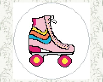 Rolschaatsen, rolschaatssteken, rolschaatsen, schaatsen, digitale borduurkaart, borduur- en borduurkaart, pdf-patroon borduren
