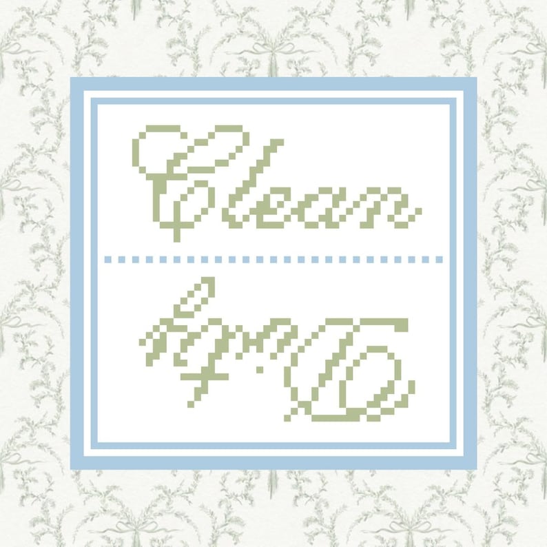 May include: A light blue square with a white background and a green inscription that reads "Clean Home".