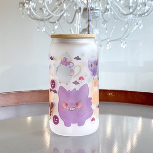 PKMN Ghost 16oz Frosted Tumbler with Bamboo Lid and Straw