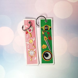 Llavero de bordado de chica mágica / suyo + suyo / Sakura + Syaoran / CCS / Cardcaptors