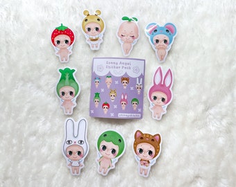 Angel Babies Sticker Pack | Vinyl Waterproof Stickers with Gloss Finish | 9 Single Cut Stickers | Kawaii Cherub Baby Stickers