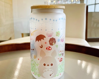 My Tanuki Neighbour 16 oz Frosted Tumbler with Bamboo Lid and Straw