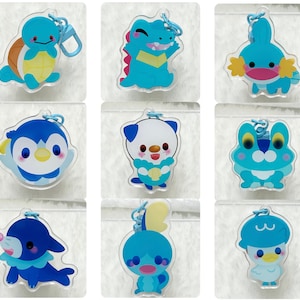 PKMN Water Elemental Keychains | Water Starters | Gen 1 - 9