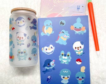Linda hoja de pegatinas de arrancadores de agua PKMN / pegatinas para computadora portátil / pegatinas lindas / pegatinas de vinilo / impermeable / diario / arte