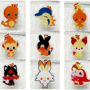 PKMN Fire Elemental Keychains | Fire Starters | Gen 1-9