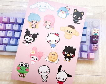 Cute Friends of SanPuroland Sticker Sheet/Laptop Stickers/ Cute Stickers/ Vinyl Stickers/ Waterproof/ Journal/ Art
