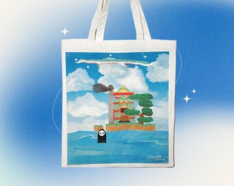 ハク、顔なし、銭湯のトートバッグ | かわいいトートバッグ | ブックバッグ