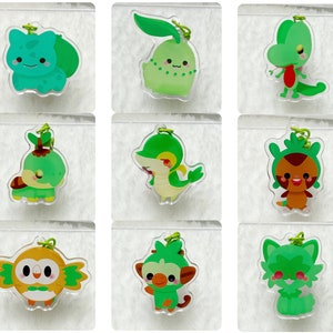 PKMN Grass Elemental Keychains | Grass Starters | Gen 1 - 9