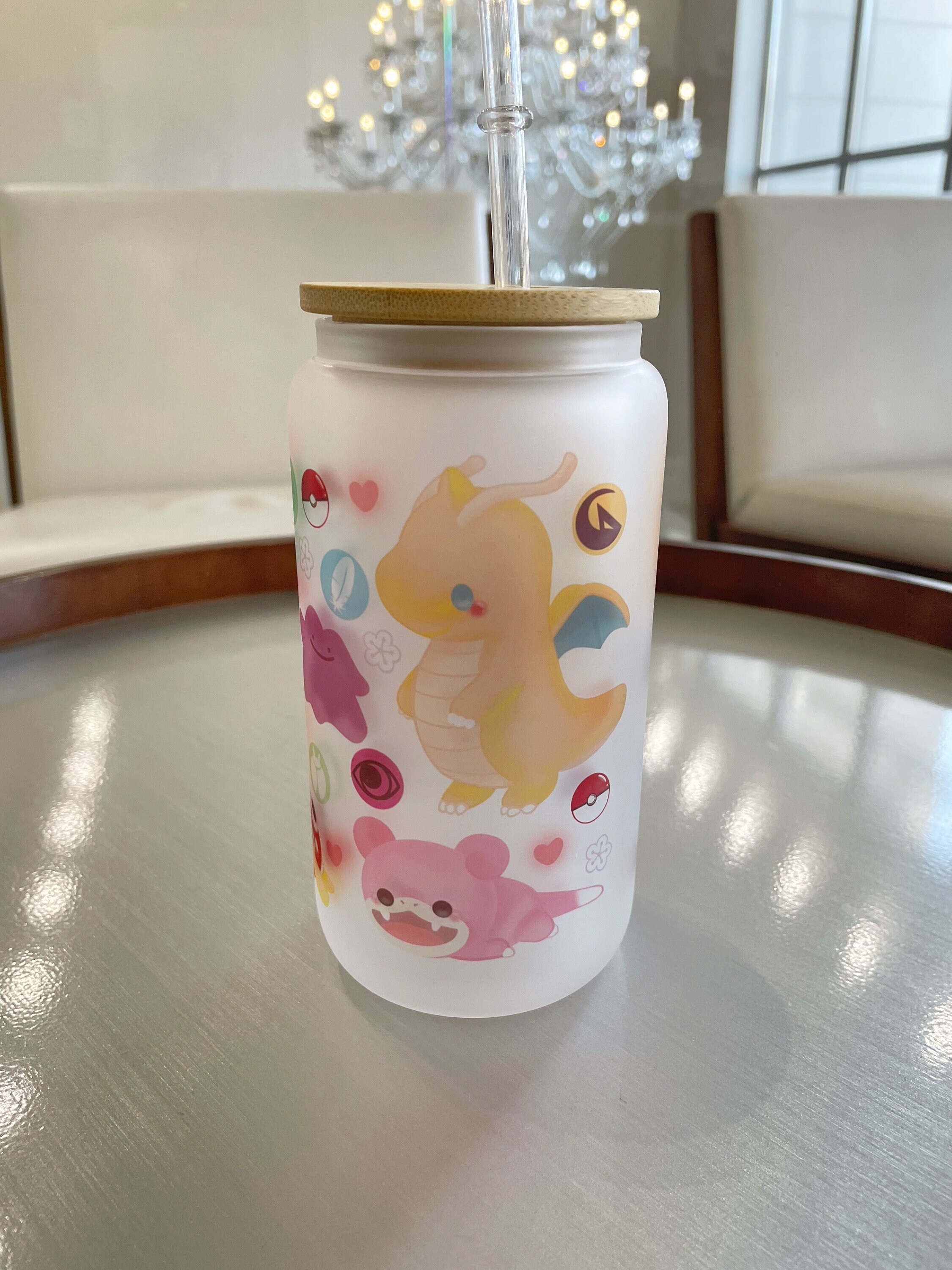 Calcifer, Turnip Head and Heen's Frosted 16 oz Glass Tumbler