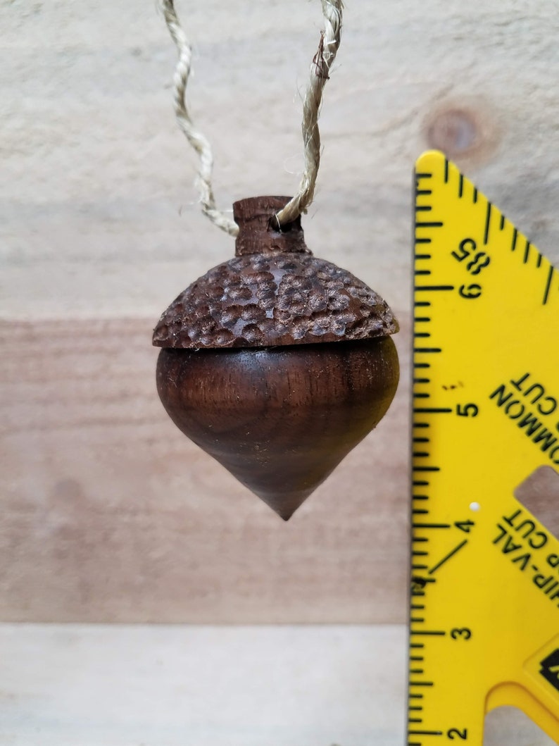 Wooden Acorn Ornament Walnut Etsy