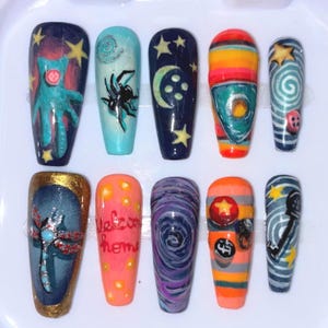 Hand Painted Coraline Inspired Press On Nails