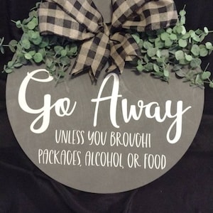 Go Away | Go Away Door Hanger | Go Away Welcome Sign | Funny Home Decor | Funny Door Hangers | Decor Humor