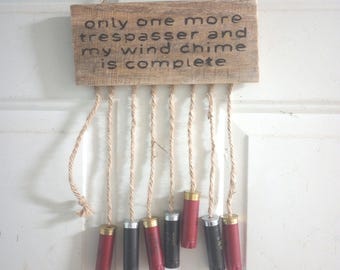 Carillón de viento con cartucho de escopeta / Carillón de viento / Decoración humorística para el hogar / Decoración de entrada / Decoración de porche delantero / Decoración divertida / Señal de intruso / Regalo para hombre
