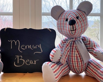 Memory Bear, Custom Order, DEPOSIT ONLY, Keepsake Bear made from clothing