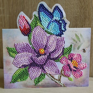 Diamond , Grußkarte ,Karte, Aufstellkarte, Geburtstagskarte, Blume mit Schmetterling