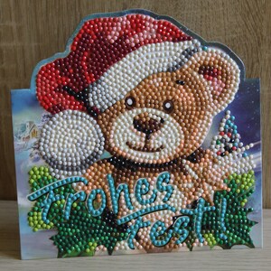 Diamond , Aufstellkarte, Grußkarte, Weihnachtskarte,Weihnachtsmann, Teddy, Frohes Fest