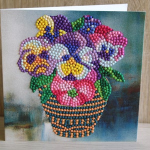 Diamond , Grußkarte, Grußkarte, Geburtstagskarte,Karte , Blumen, Veilchen in Vase