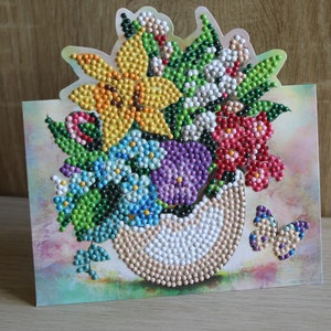 Diamond , Grußkarte ,Karte, Aufstellkarte, Geburtstagskarte, Blumenstrauß