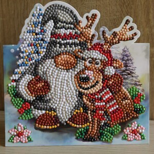 Diamond ,Grußkarte, Grußkarte, Weihnachtskarte,Weihnachtswicht mit Renntier
