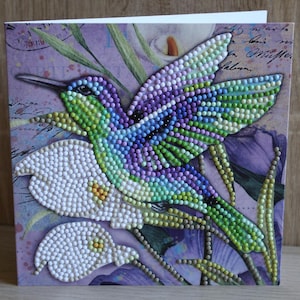 Diamond Grußkarte, Grußkarte, Vogel mit Blüten ,Karte, Geburtstagskarte