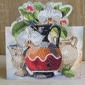 Diamond , Grußkarte ,Karte, Aufstellkarte, Geburtstagskarte, Blumenstrauß in Vase