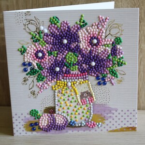 Diamond , Grußkarte, Grußkarte, Geburtstagskarte,Karte , Blumenstrauß in Vase