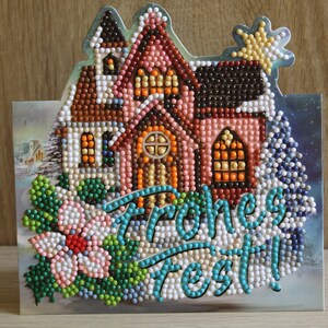 Diamond Aufstellkarte, Grußkarte, Weihnachtskarte, Weihnachten,Frohes Fest, Haus