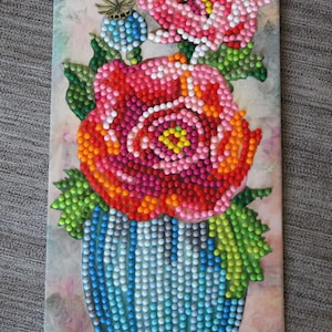 Diamond , Grußkarte, Grußkarte, Geburtstagskarte, Karte, Blumen, Mohnblumen in Vase,