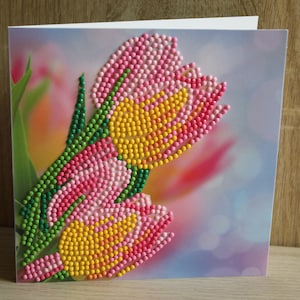 Diamond , Grußkarte, Geburtstagskarte, Karte , Tulpen