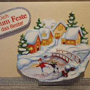 Weihnachtskarte, 3D Karte, Karte,Handarbeit, Unikat, Schneelandschaft