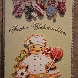 Weihnachtskarte, 3D Karte, Karte,Handarbeit, Unikat,Plätzchen, Weihnachtsbäckerei