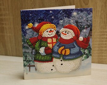 Diamond Greeting Card, Greeting Card, Christmas Card, Snowmen