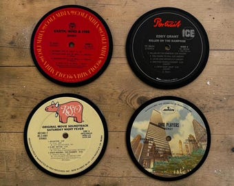 Vinyl Record Drink Coasters (Set of 4)