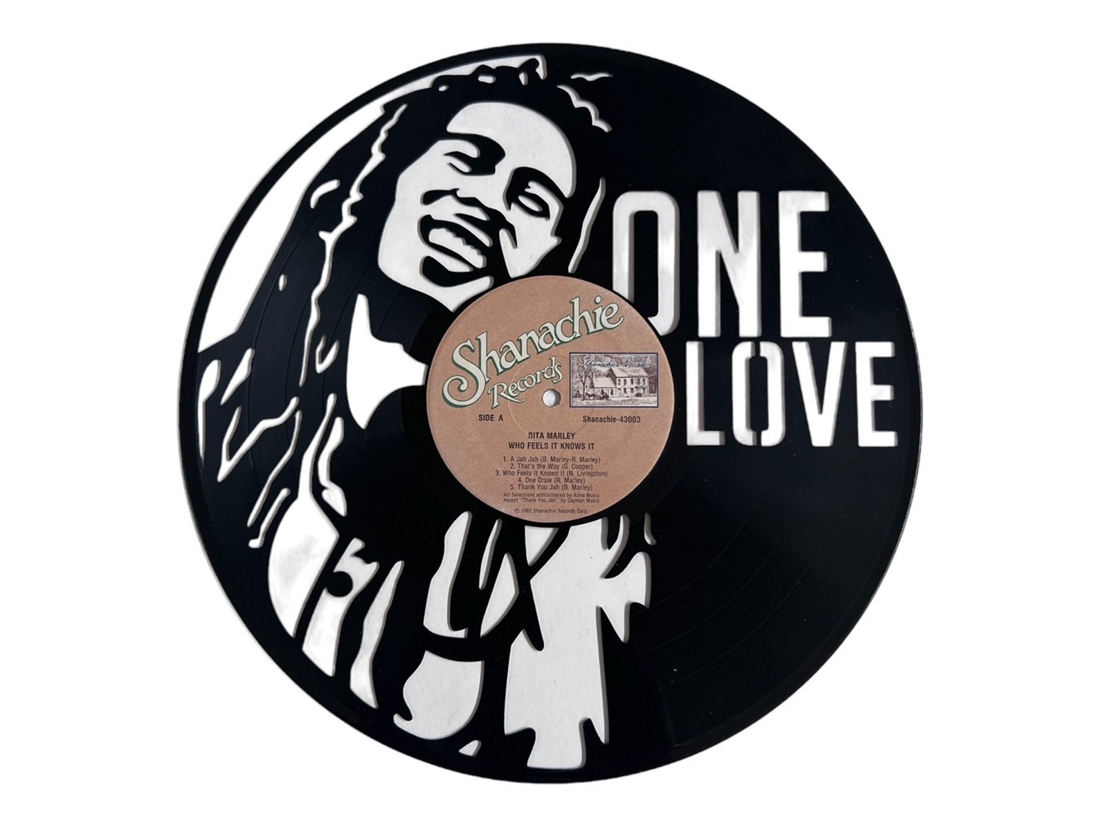 Bob Marley one Love Vinyl Record Art on Rita Etsy