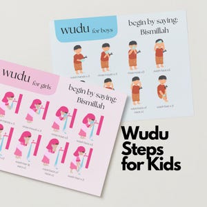 Wudu-gids voor kinderen | Islamitisch onderwijs Wudu | Afdrukbaar islamitisch leermiddel | Stapsgewijze Wudu-gids | Wudu voor kinderen