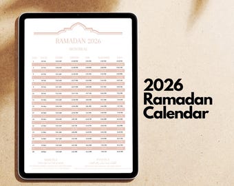 CUSTOM Digital Ramadan Calendar | Ramadan prayer times 2026 | 2026 Ramadan planner | Ramadan printable | Salah Tracker | Namaz times