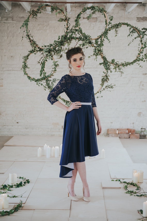 dip hem wedding guest dress