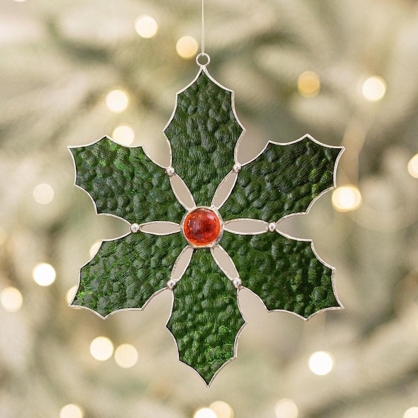 Julprydnad med mistel i målat glas: Julfönsterdekoration