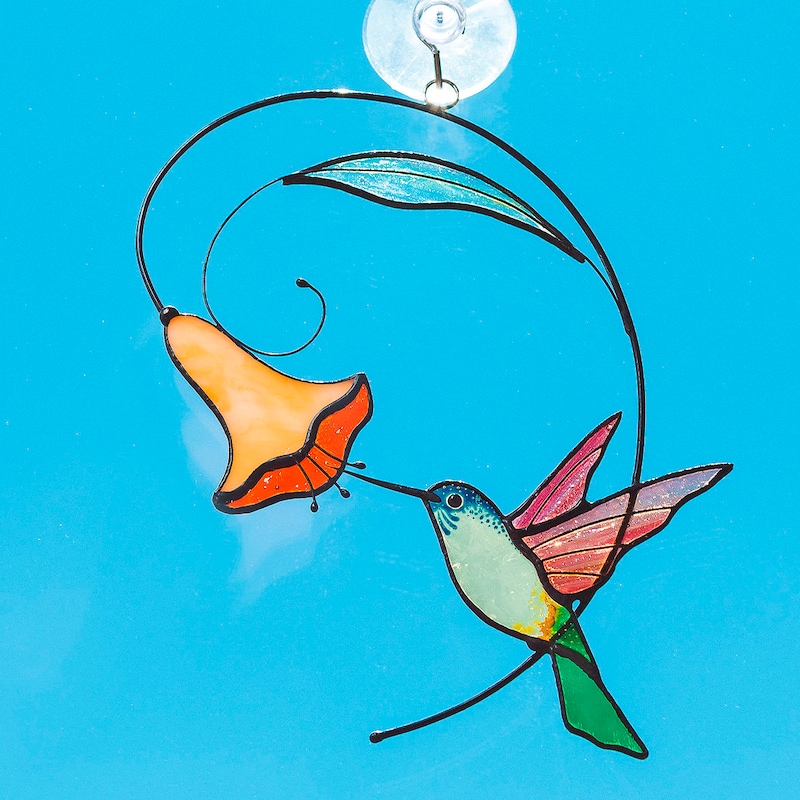 Stained Glass Supplies Hummingbird Stained Glass Suncatcher Hanging Window Decorations Sun Catcher