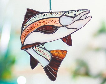 Stain Glass Fish Beach House Decor Stained Glass Window Etsy