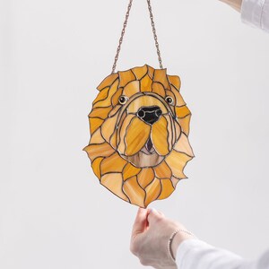 Stained glass Dog portrait window hangings suncatcher Dog portrait from photo wall art image 7