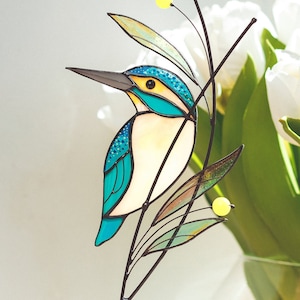 Kingfisher Stained glass suncatcher Stained glass window hanging custom stained glass gifts Christmas gift idea for mom image 2