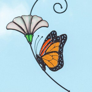 Atrapasueños de mariposa monarca, vitral colgante para ventana, decoración del hogar, regalo para mamá, Día del Padre, arte de mariposa, decoración de ventana