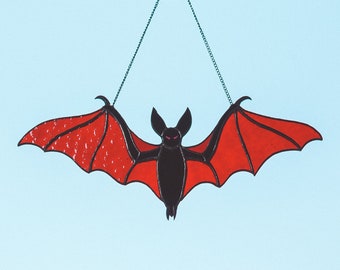 Stained glass Bat Halloween spooky decor Halloween glass decoration Unique halloween gift 2021